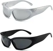 [dhcprj] y2k sunglasses,Fashion Y2K Sunglasses for Women Men, Trendy Wrap Around Sunglasses Oversized Fashion Frameless Sun Glasses
