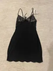 Victoria's Secret black lace top open-back night slip, one piece, SIZE M, BNWT**