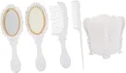 Girls Hair Brush Set 5pcs Brush and Comb Set with Vintage Brush Mirror Styling Tool Makeup Organizer Brush for Hair