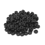 1X(100 pcs M3 thread insert lock fixing screw nylon nuts hexagonal black G9K3)