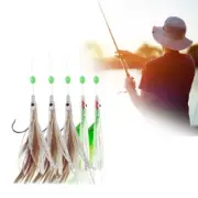 Rainbow Fishskin Fishing Rigs Baits with Silk String Hook Glow Fishing Beads
