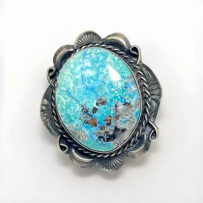 Stunning Persian Turquoise + Sterling Silver Native American Ring, Size 7