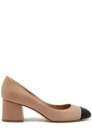 Stuart Weitzman Flareblock 60 Leather Pumps - Beige 38 (IT38 / UK5)