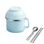 Stainless Steel Tea Spoon Food Bento Box Foldable Tableware Plastic Storage Container Fast Noodles Cooking Dinnerware Lunch Box