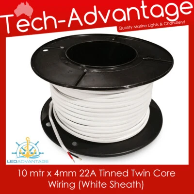 10 X 4MM 22A MARINE GRADE BOAT TIN TINNED BOAT CARAVAN LED TWIN-CORE WIRING WIRE