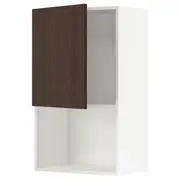 METOD wall cabinet for microwave oven, white/Sinarp brown, 60x37x100 cm