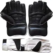 JetFire Cricket Men's Ibex Regular Wicket Keeping Gloves Combo with Cotton Inner Gloves (Black)
