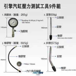 【FIRSTINFO 良匠】汽缸壓力表 引擎汽缸壓力檢測工具 9件組 汽缸壓力錶 汽機車通用 台灣製12+10個月保固