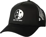 [Fall Out Boy] Smiley Frown Trucker HAT-Printed, Black, Black, One Size
