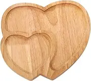 Heart Shaped Plate Wooden Heart Serving Tray Romantic Heart Charcuterie Board 2 Compartment 9.1x8.7in Heart Platter for Wedding Valentine's Day Candlelight Dinner Heart Serving Tray Heart Platter HEA