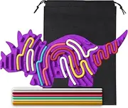 Sensory Activity Board by EWX Silicone Fidget Toy for Calming, Stress, Anxiety Relief, ADHD & Autism Silent Design, Includes Travel Bag & 12 Strings, Ages 3+ (Dinosaur)
