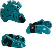 Proforce Lightning Martial Arts Protective Sparring Gear Bundle - Headgear, Gloves, Ultra Kicks (Teal, Small)