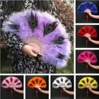Feather Fan Foldable Handmade Hand Peacock Fans Decorative Wedding Party Props