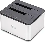DIGITUS DA-71540-2 - Dual SATA HDD Docking Station - USB 3.0 - for 2.5"/3.5" SSDs & Hard Drives - SATA 3 - with Clone Function - Plug & Play - Grey