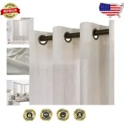 Light Filtering 108-Inch Semi-Sheer Curtain Panels, Elegant Farmhouse Design (2)