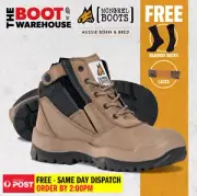 Mongrel 461060 Work Boots Steel Toe Safety STONE Zip SCUFF CAP! AU STOCK !