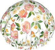 Flower And Bird Print Various Activities Shower Cap Reusable Soft And Lightweight Bath Hair Cap Long Hair