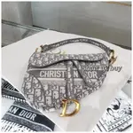 二手精品 DIOR 迪奧 21新款 OBLIQUE 刺繡 字母 灰色 中號 馬鞍包 SADDLE 斜挎包 單肩包 手拿包