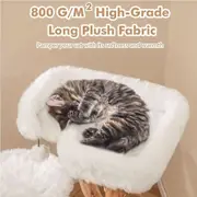 Costway 110cm Tall Luxury Cat Condo Solid Wood Cat Tree Modern Wooden Cat Tower White