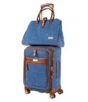 Samantha Brown Vintage 2-Piece 22" Tweed Spinner Luggage Set - Blue -NWT