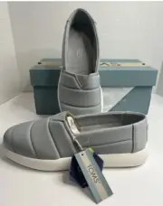 Toms Alpargata Mallow Mid Grey Matte Woven Slip On Shoes Size 7.5 ORTHOLITE NEW