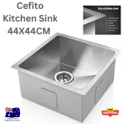 Cefito Kitchen Sink 44X44CM Stainless Steel Basin Single Bowl Silver Stylish