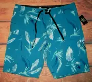 MENS VOLCOM TROPICAL TEAL BLUE SWIM BOARD SHORTS SIZE 38