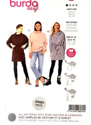 Burda 6073 Misses' Top, Dress Loose Roll Neck Collar Sewing Pattern Sizes 8-18
