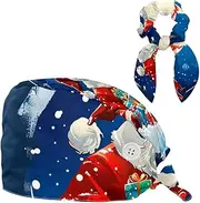 [YTYVAGT] Scrub Caps Women,Scrub Hats Suitable for Women,Santa Christmas Snowflakes