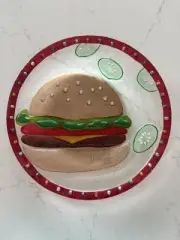 Fused Glass Serving Dish Plater Hamburger Cookout Lori Siebert For Silvestri