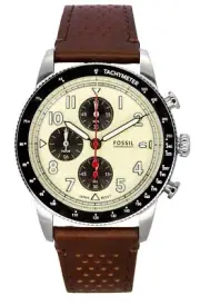 Fossil Sport Tourer Chronograph Brown Leather Strap Tachymeter FS6042 Mens Watch