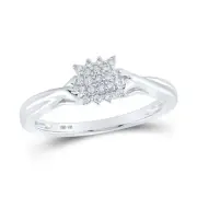 10K WHITE GOLD ROUND DIAMOND CLUSTER RING 1/10 CTTW