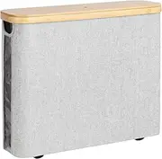 StorageWorks Toilet Paper Storage Basket, Papers Container with Bamboo Lid, Medium Holder for Up to 9 Mega Rolls, Organizer for Bathroom, Grey, 1 Pack