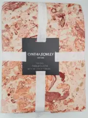 Cynthia Rowley Oblong Tablecloth 60" x 120" Marble Rust Gold 100% Cotton
