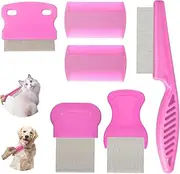 Flea Comb 7 Pieces Set, flea comb for cats Flea Comb for Dogs， Remove Fleas and Eggs, cat comb Stainless Steel Lice and Tick Combs