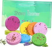 WRITWAA 8pcs Shower Steamers with Natural Essential Oils Aromatherapy Bath Salt Tablets for Relaxation and Skin Nourishment for Women and Spa Lovers Travel Friendly