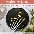 Cadence & Co Hemingway 30Pcs Cutlery & Chopstick Set Matte Dining Set White/Gold