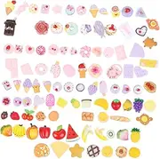 100pcs Resin Stickers Safe DIY Material for Phone Case Decor Vibrant Food Shapes for DIY Projects