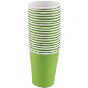 20 Paper CUPS (9oz) - Plain Solid Colours Birthday Party Tableware Cateringgreen Green