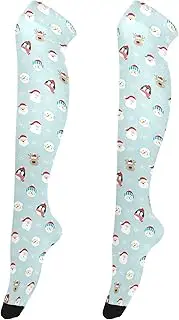 [Caihoyu] Women Thigh High Socks Breathable Extra Long Knee High Socks Thigh High Sock for formal Events Christmas Head Pattern, Christmas Head Pattern