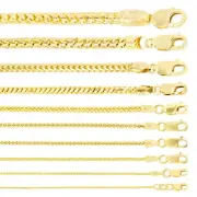 14K Yellow Gold Solid Franco 1mm-6mm Diamond Cut Chain Necklace Bracelet 7"-30"