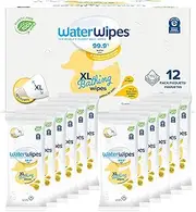 WaterWipes Plastic-Free XL Bathing Wipes for Toddlers & Babies, 99.9% Water Based Wipes, Unscented & Hypoallergenic for Sensitive Skin, 192 Count (12 pack), Packaging May Vary