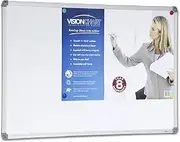 Visionchart Magnetic Dry Erase Whiteboard 1200 mm x 900 mm, Aluminium Frame Whiteboard for Wall with Detachable Marker Tray and Magnets