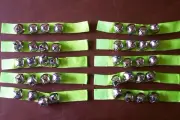 Set of 10 Percussion Bells Kids Size Nylon Hook/Loop Strap Lime Green Music Band