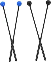 TOGEVAL 2Pairs Rubber Drum Mallets for Xylophone Marimba Durable Percussion Sticks with Plastic Handle for Beginners and Professionals Music Performance