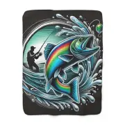 Sherpa Fleece Blanket Fishing design