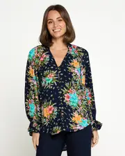Annabelle Peasant Blouse - Midnight Bouquet