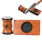 Kitchen Rolling Knife Sharpener Kit - Roller with Diamond Sharpening Disks, Wood