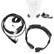Throat Mic Earpiece Headset Headphone PTT for Baofeng UV5R Kenwood 2-pin