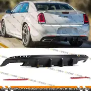 For 15-23 Chrysler 300 Matte Black Rectangle Tip Rear Diffuser W/ Red Reflector